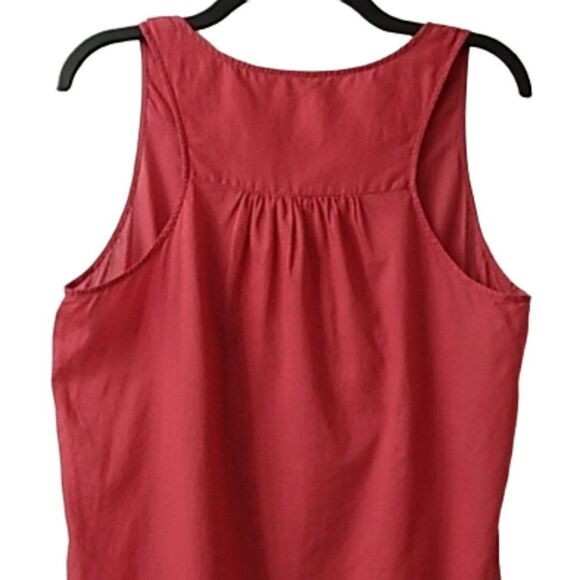 6/$25 Gap Women’s Red Pinstripe Ruffled ButtonDown Sleeveless 100% Cotton Blouse - Picture 8 of 11